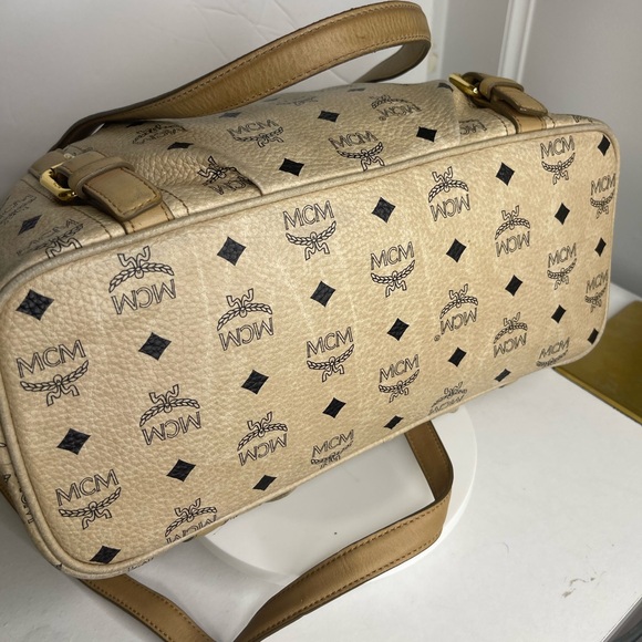 MCM Beige Monogram 2 Way Shoulder Bag - Picture 9 of 12